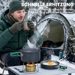 Camping Kochgeschirr Set Outdoor mit Topf Pfanne und Griff 8-teilig