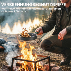 Camping Kochgeschirr Set Outdoor mit Topf Pfanne und Griff 8-teilig