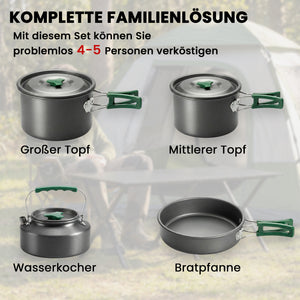 Camping Kochgeschirr Set Outdoor Geschirr für 4 bis 5 Personen