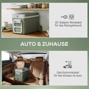 Camping Kühlbox tragbar mit Rollen und zwei Fächern 33L