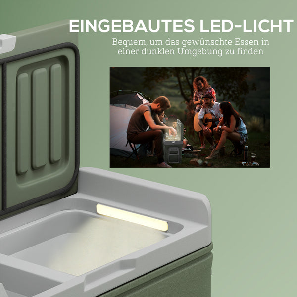 Camping Kühlbox tragbar mit Rollen und zwei Fächern 33L