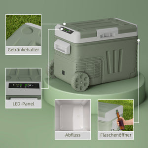 Camping Kühlbox tragbar mit Rollen und zwei Fächern 33L