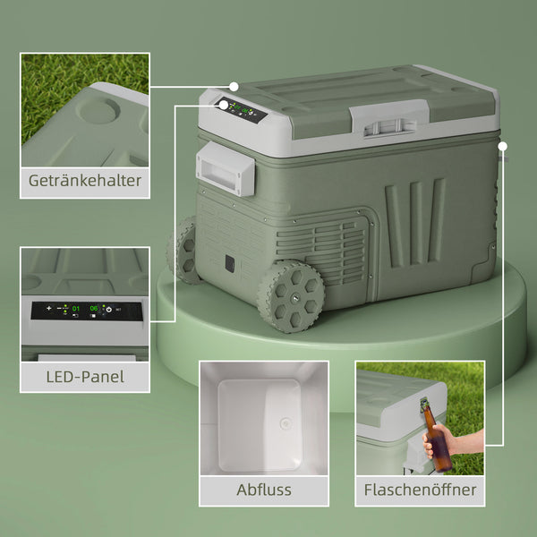 Camping Kühlbox tragbar mit Rollen und zwei Fächern 33L