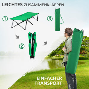 Campingbett klappbar mit Seitentasche Grün-Schwarz