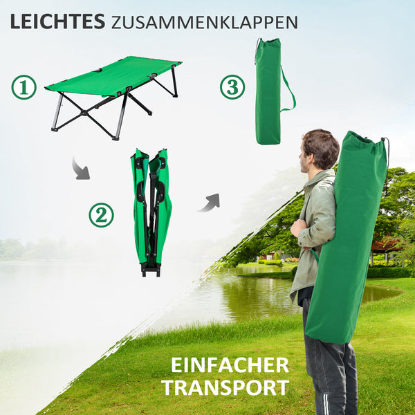 Campingbett klappbar mit Seitentasche Grün-Schwarz