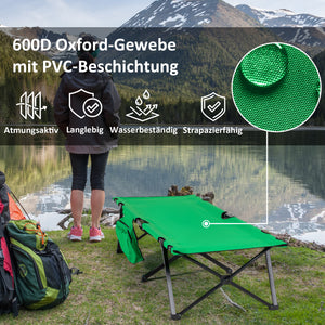 Campingbett klappbar mit Seitentasche Grün-Schwarz