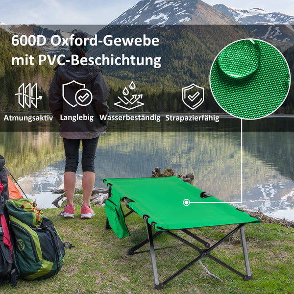 Campingbett klappbar mit Seitentasche Grün-Schwarz