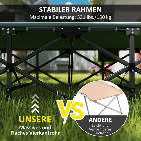 Campingbett faltbar mit Matratze und Seitentasche bis 150kg
