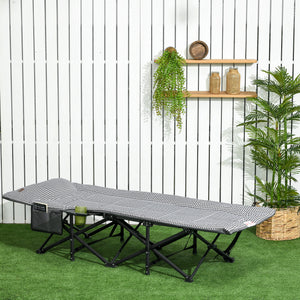 Lettino da campeggio con portabicchieri 68x186x48cm Nero