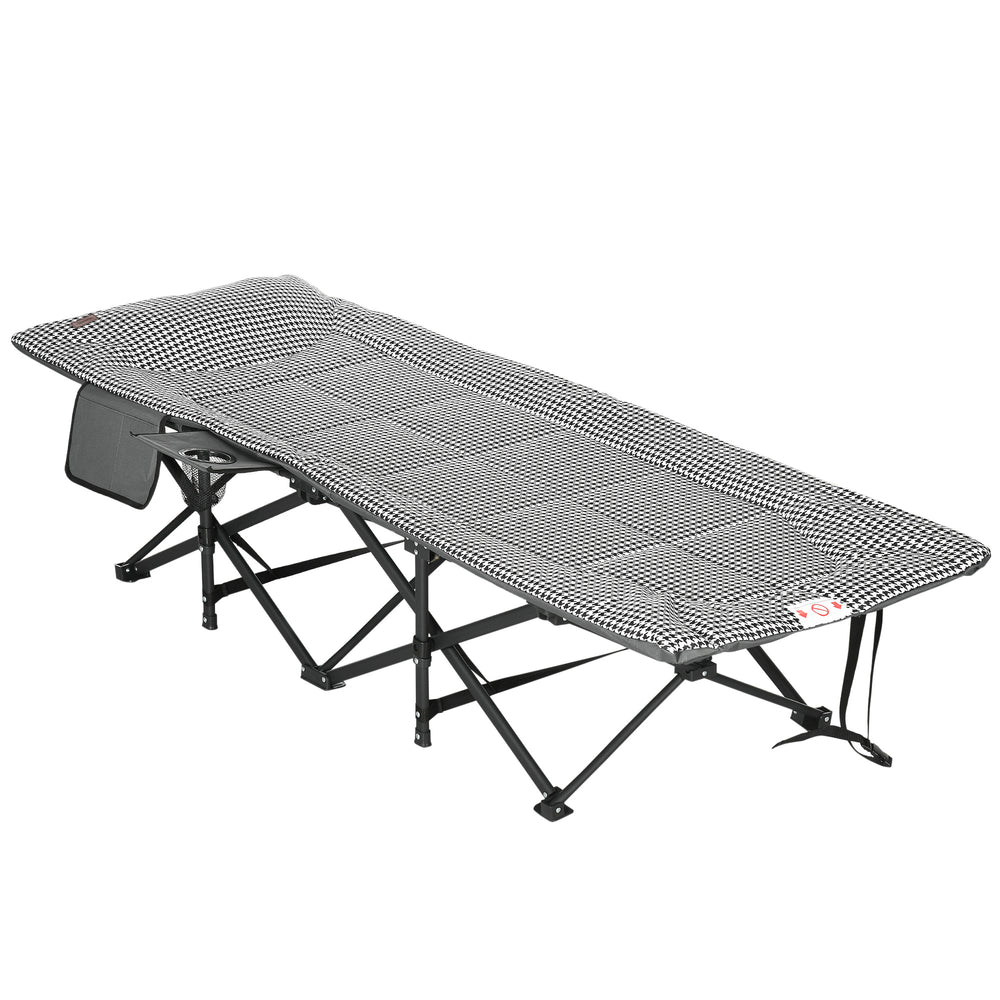 Lettino da campeggio con portabicchieri 68x186x48cm Nero