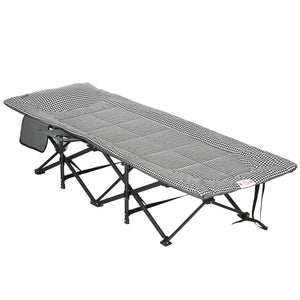 Lettino da campeggio con portabicchieri 68x186x48cm Nero