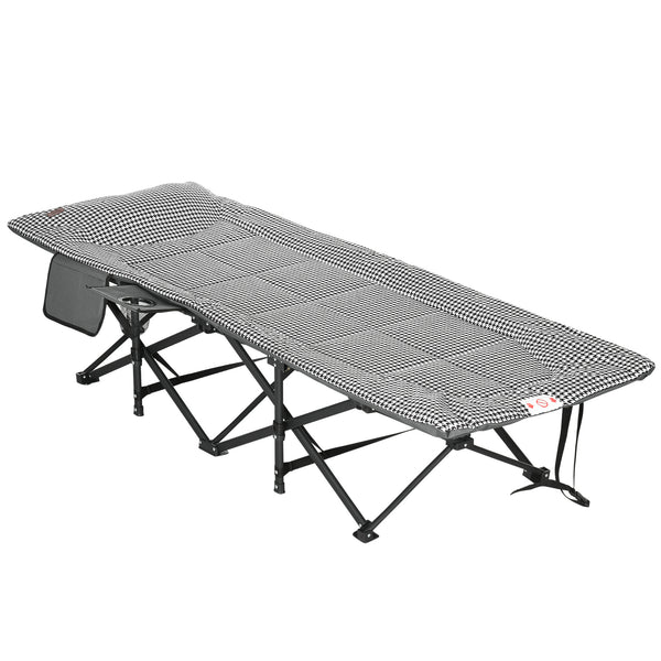 Lettino da campeggio con portabicchieri 68x186x48cm Nero