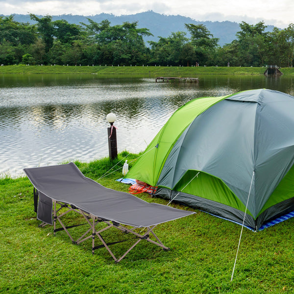 Campingbett klappbar wetterfest mit Tragetasche grau