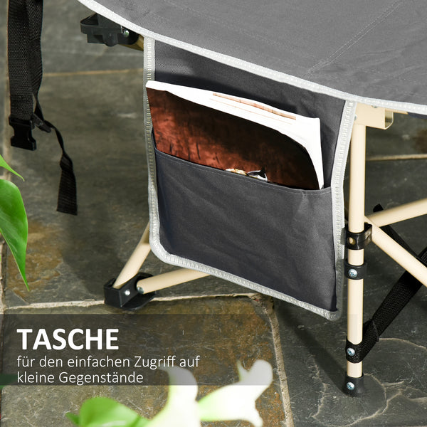 Campingbett klappbar wetterfest mit Tragetasche grau