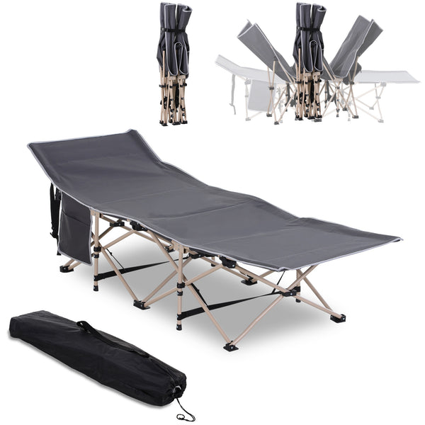 Campingbett klappbar wetterfest mit Tragetasche grau