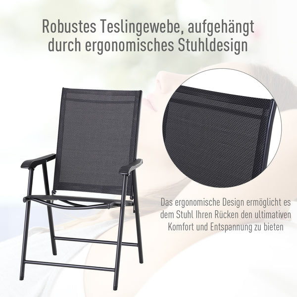 Campingstühle 2er-Set 58x64x94cm Schwarz