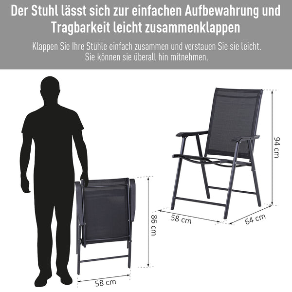Campingstühle 2er-Set 58x64x94cm Schwarz