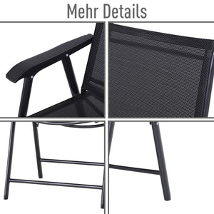 Campingstühle 2er-Set 58x64x94cm Schwarz
