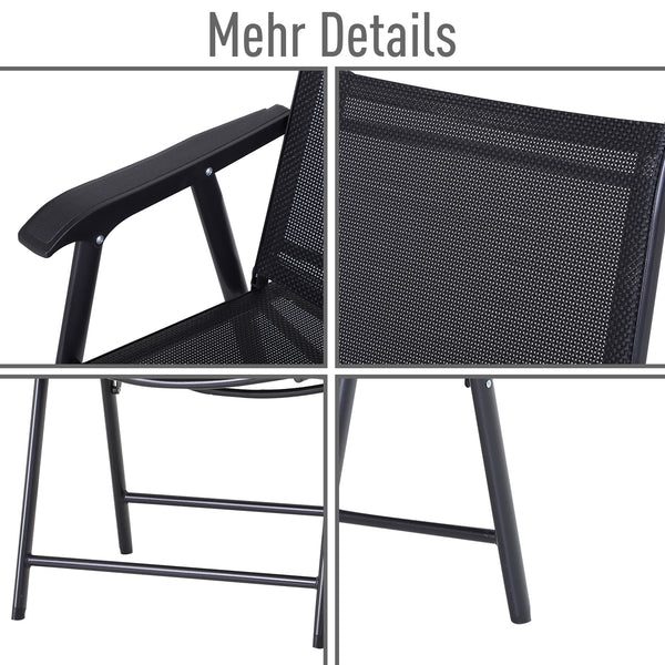 Campingstühle 2er-Set 58x64x94cm Schwarz