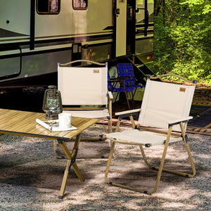 Campingstühle Strandstuhl 2er Set faltbar Stahl Holzoptik khaki
