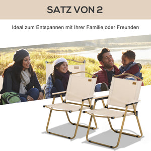 Campingstühle Strandstuhl 2er Set faltbar Stahl Holzoptik khaki