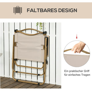 Campingstühle Strandstuhl 2er Set faltbar Stahl Holzoptik khaki