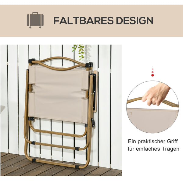 Campingstühle Strandstuhl 2er Set faltbar Stahl Holzoptik khaki