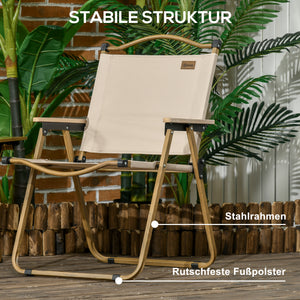 Campingstühle Strandstuhl 2er Set faltbar Stahl Holzoptik khaki