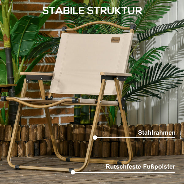 Campingstühle Strandstuhl 2er Set faltbar Stahl Holzoptik khaki