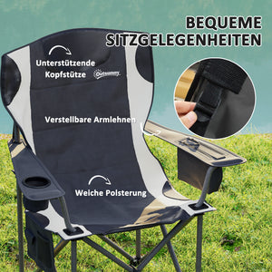 Campingstühle 2er Set faltbar mit Armlehnen Getränkehalter und Kühltasche
