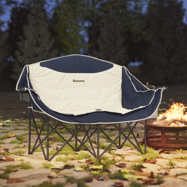 Campingstuhl 2 Sitzer klappbar mit Getränkehalter und Tragetasche