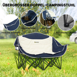 Campingstuhl 2 Sitzer klappbar mit Getränkehalter und Tragetasche