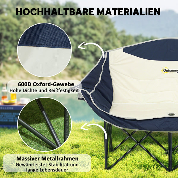 Campingstuhl 2 Sitzer klappbar mit Getränkehalter und Tragetasche