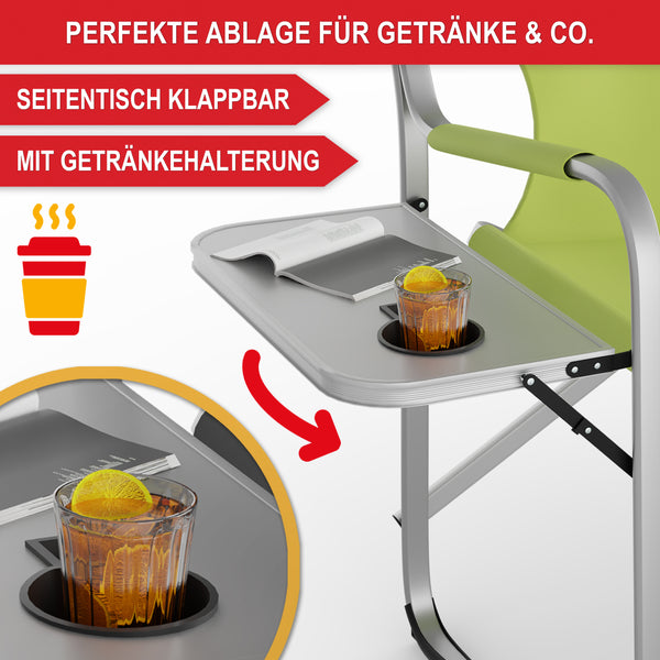 Campingstuhl Deluxe mit Kühltasche und Tisch Grün