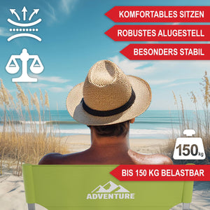 Campingstuhl Deluxe mit Kühltasche und Tisch Grün