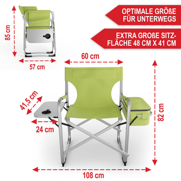 Campingstuhl Deluxe mit Kühltasche und Tisch Grün