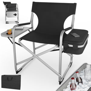 Campingstuhl Deluxe mit Kühltasche und Tisch Schwarz