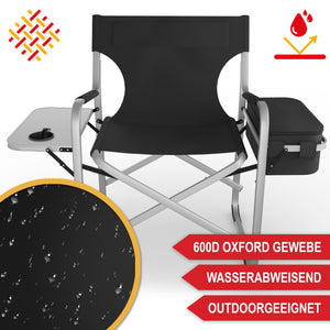 Campingstuhl Deluxe mit Kühltasche und Tisch Schwarz
