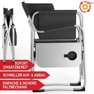 Campingstuhl Deluxe mit Kühltasche und Tisch Schwarz