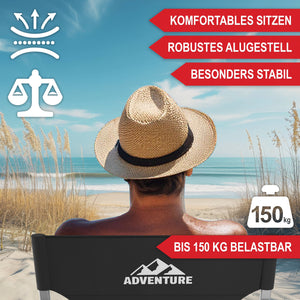 Campingstuhl Deluxe mit Kühltasche und Tisch Schwarz