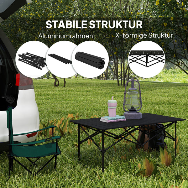 Campingtisch klappbar für 2 Personen Aluminium schwarz