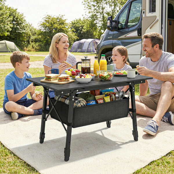 Campingtisch faltbar höhenverstellbar mit Aufbewahrung Aluminium