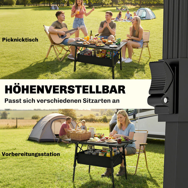 Campingtisch faltbar höhenverstellbar mit Aufbewahrung Aluminium
