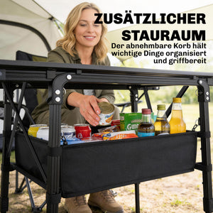 Campingtisch faltbar höhenverstellbar mit Aufbewahrung Aluminium
