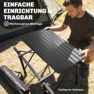 Campingtisch faltbar höhenverstellbar mit Aufbewahrung Aluminium