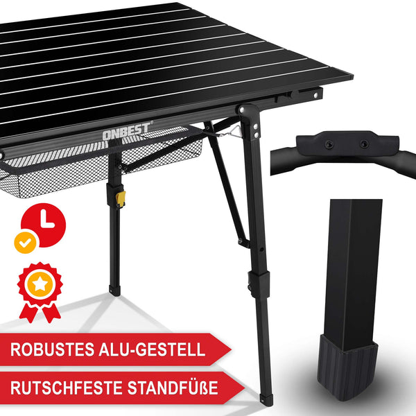 Campingtisch Klapptisch Benjamin 100x70cm Schwarz