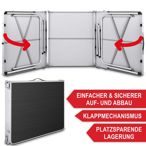Campingtisch Koffertisch klappbar und tragbar 180x70x70cm