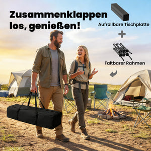 Campingtisch klappbar mit Netzablage und Tragetasche schwarz