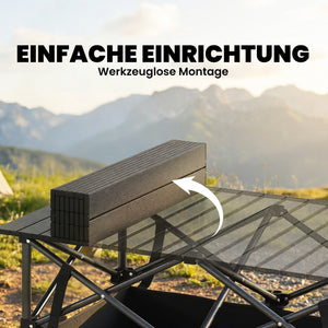 Campingtisch klappbar mit Netzablage und Tragetasche schwarz