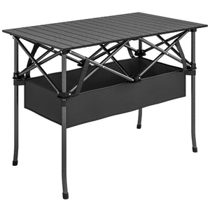 Campingtisch klappbar mit Netzablage und Tragetasche schwarz